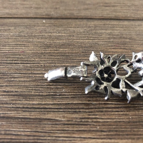 Vintage floral blue & yellow stone linked bracelet (tiny flaw) - Picture 4 of 5